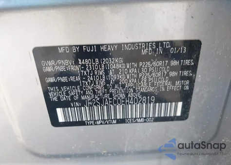 2014 Subaru Forester 2.5I Premium z USA, uszkodzony, nr VIN JF2SJAEC0EH402819